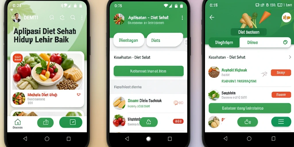 Antarmuka aplikasi DEMI11 yang menarik dan mudah digunakan untuk Diet Sehat.
