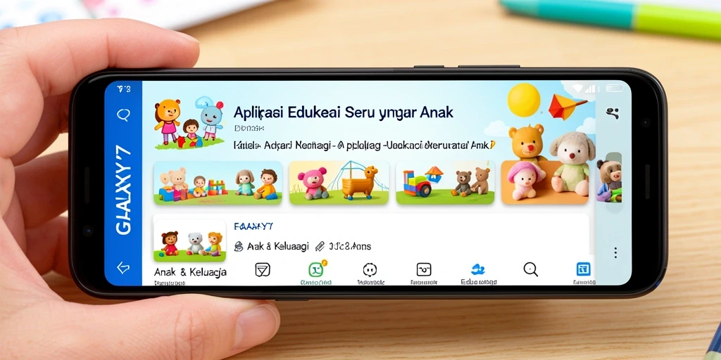 Tampilan antarmuka GALAXY77 yang menarik dan interaktif untuk anak.