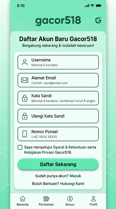 Tampilan halaman daftar gacor518